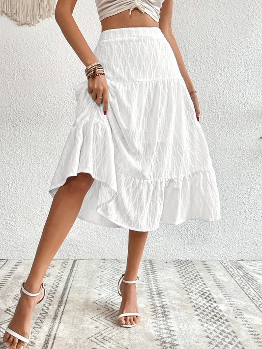 White High Waist Layered Skirt