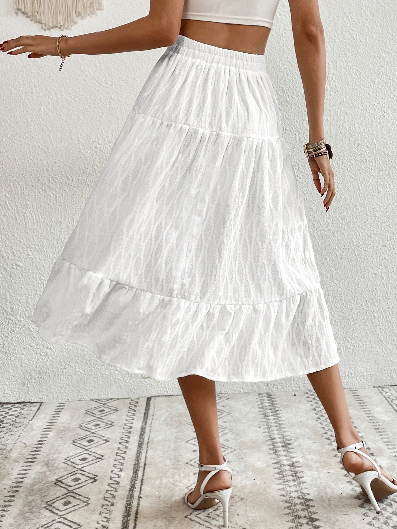 White High Waist Layered Skirt