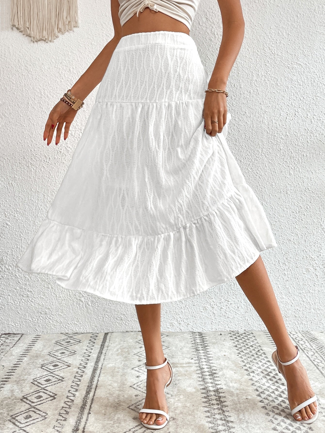 White High Waist Layered Skirt
