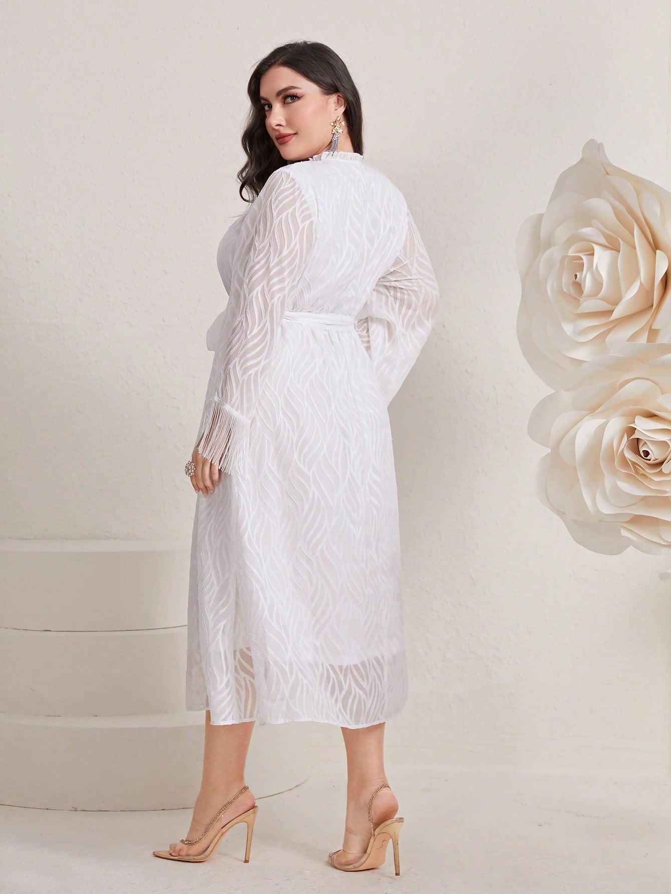 Modely Plus Keyhole Neckline Belted Dress