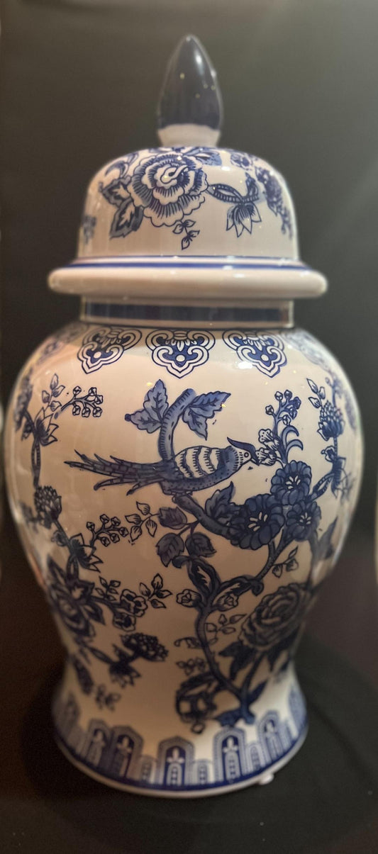 Tall Blue Birds & Roses